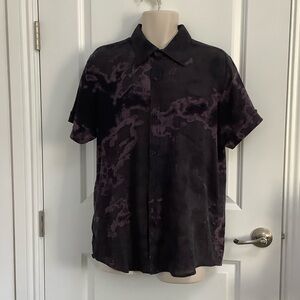 Pop Icon Stylish Black and Purple Men's Casual Shirt, Size XL
